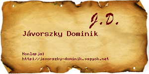 Jávorszky Dominik névjegykártya